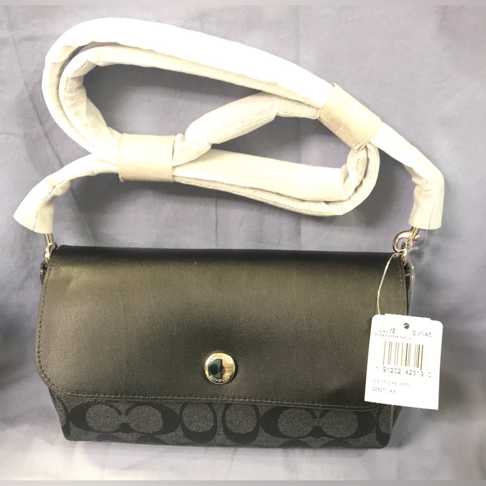 NWT Coach F26172 Signature Metallic/Black Crossbody